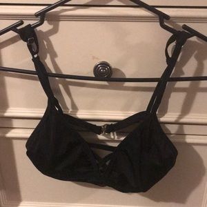 black crosshatch front bikini top